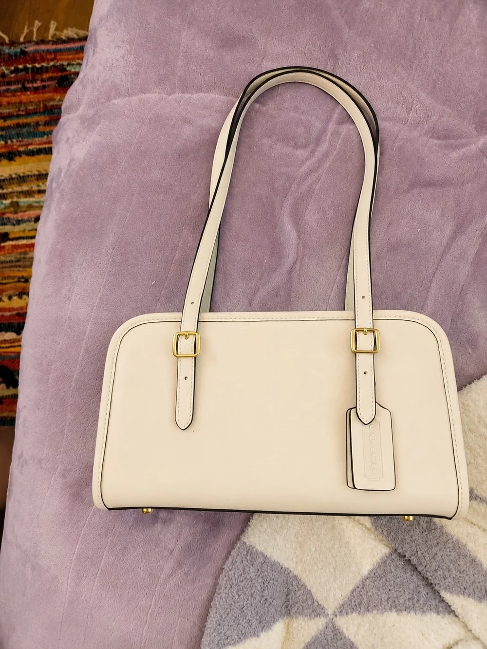 NWT Coach Swing Zip In Cream Leather
